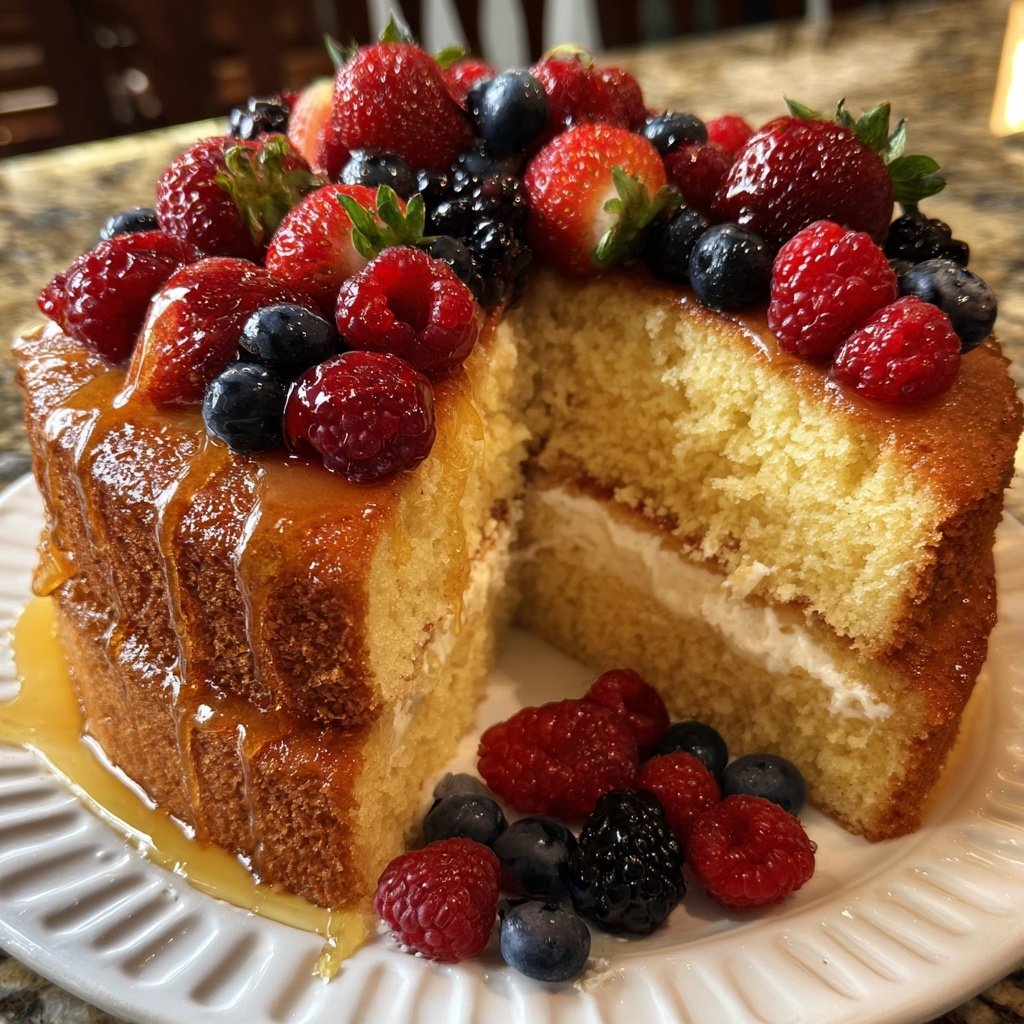 Vanilla Velvet Cake with Honey Syrup