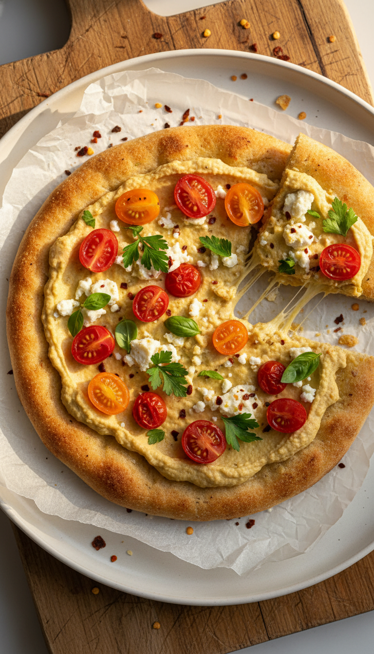 Mediterranean Flatbread with Hummus