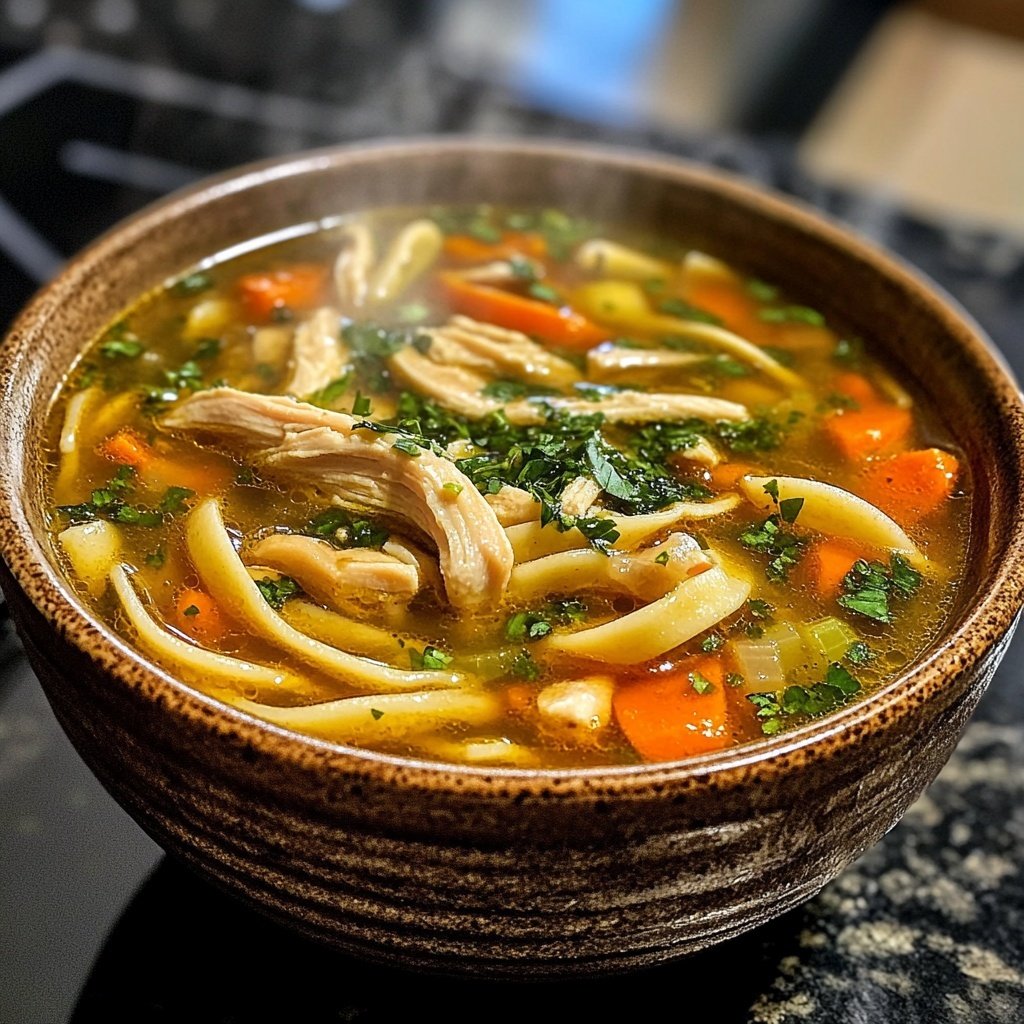 Classic Ginger Garlic Chicken Noodle Soup