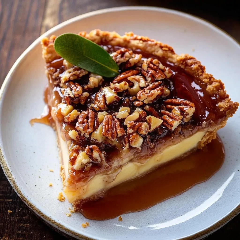 Custard Pie with Praline Sauce