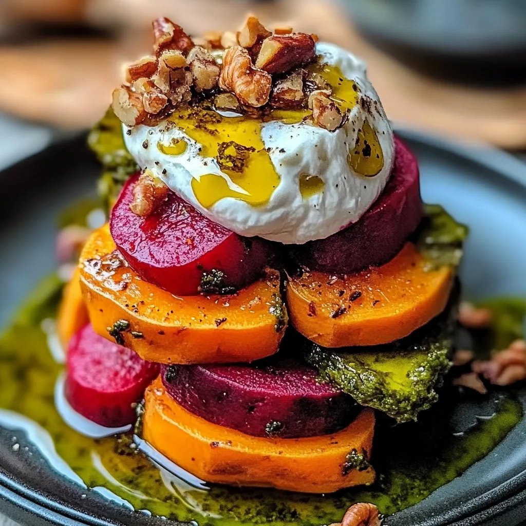 Sweet Potato & Beet Stacks with Pesto, Burrata & Walnuts: An Incredible Ultimate Recipe for 5-Star Dining