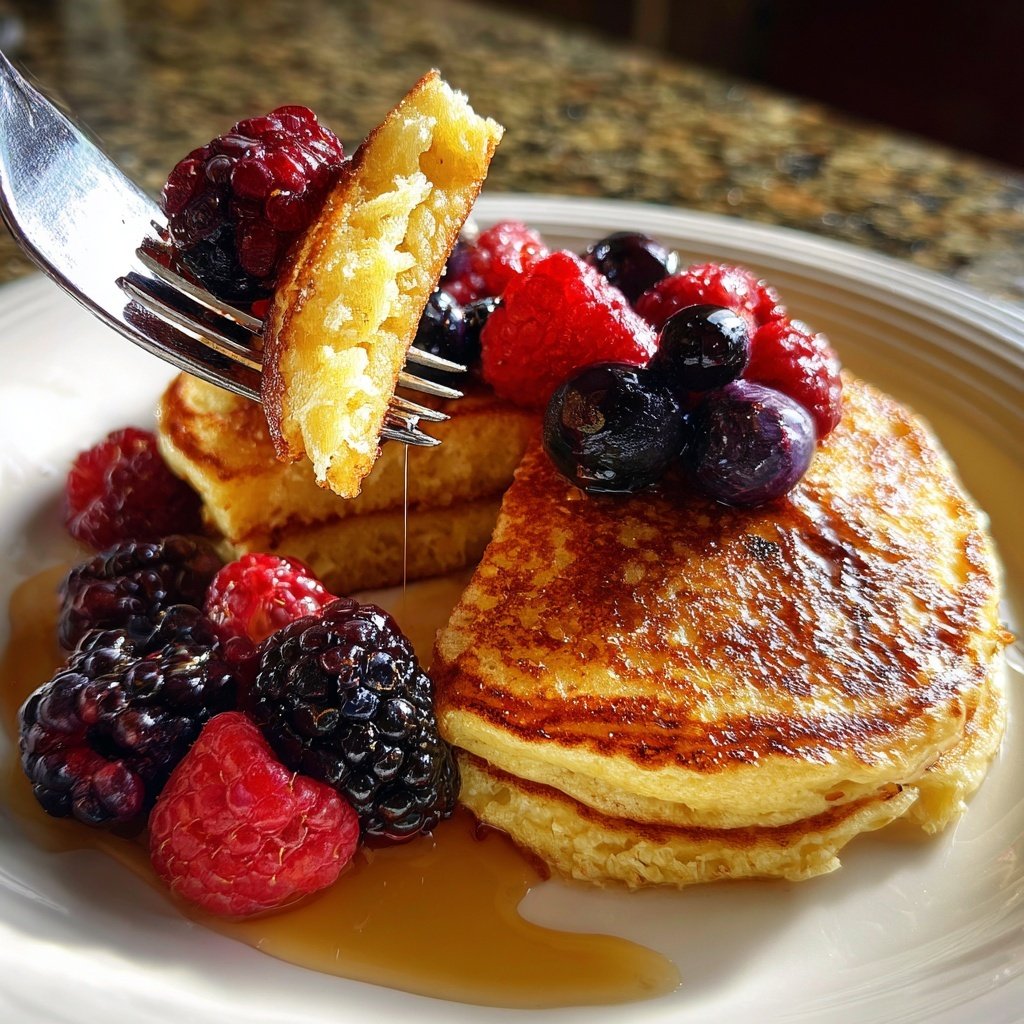 Fluffy Lemon Ricotta Pancakes with Berries​