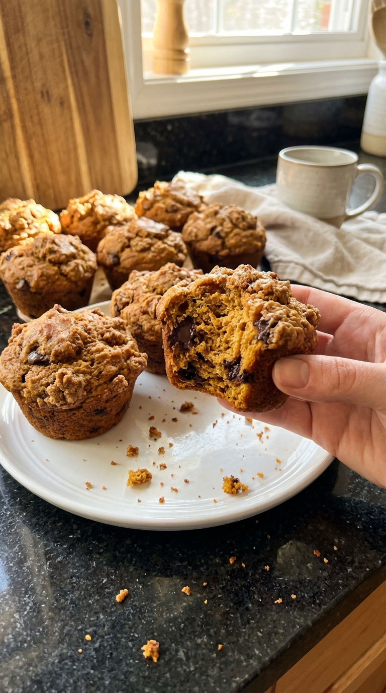 Moist Pumpkin Chocolate Chip Muffins