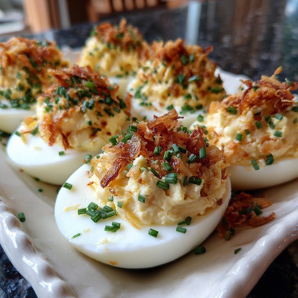 Sour Cream Onion Deviled Eggs