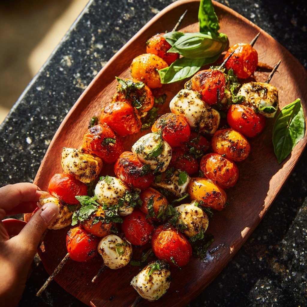 Fresh Mozzarella and Tomato Skewers