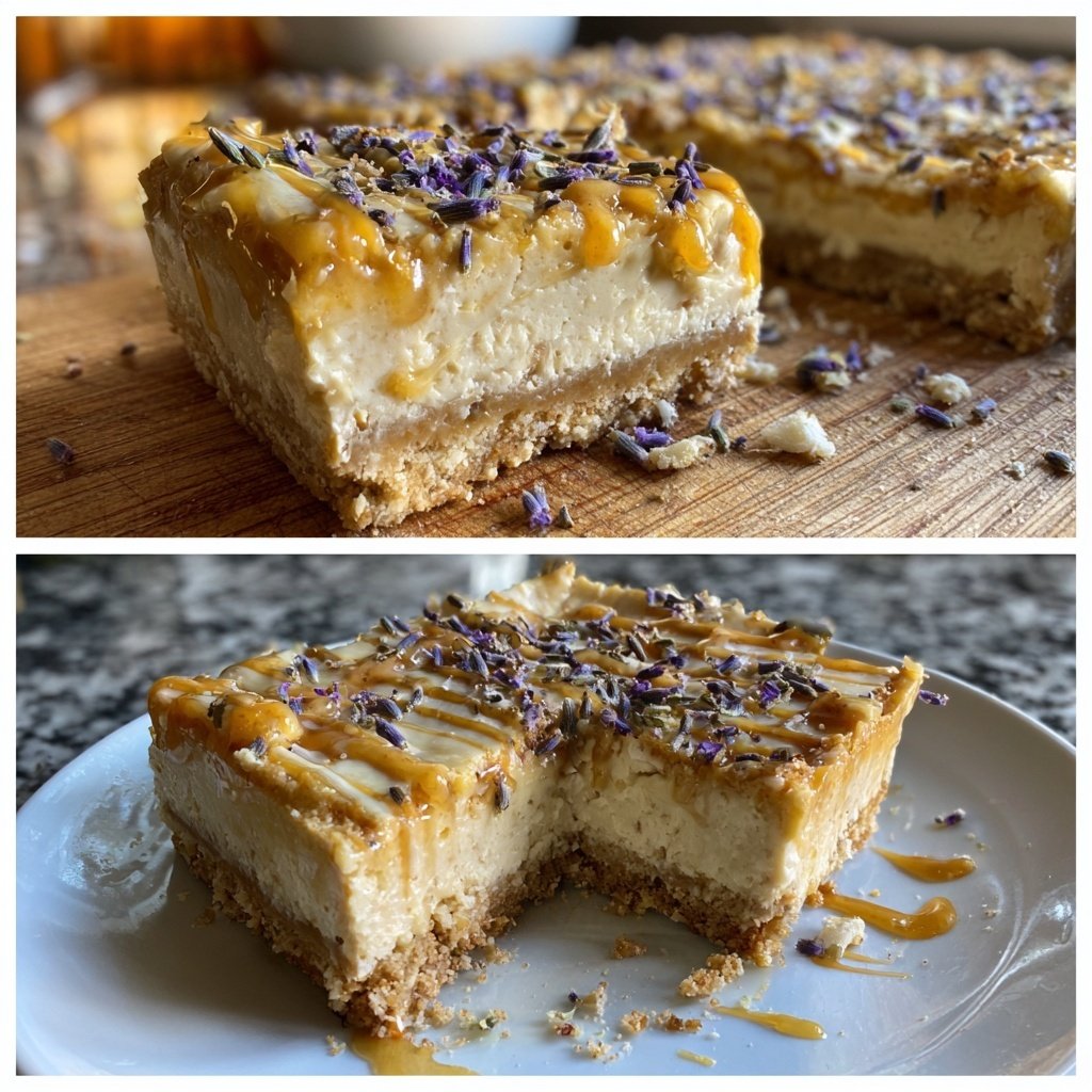 Honey Lavender Cheesecake Bars